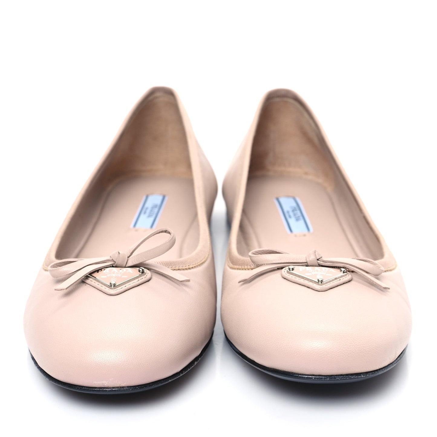 Lambskin Bow Ballerina Flats 39.5 Nude