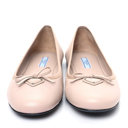Prada Lambskin Bow Ballerina Flats 39.5 Nude 2 of 9