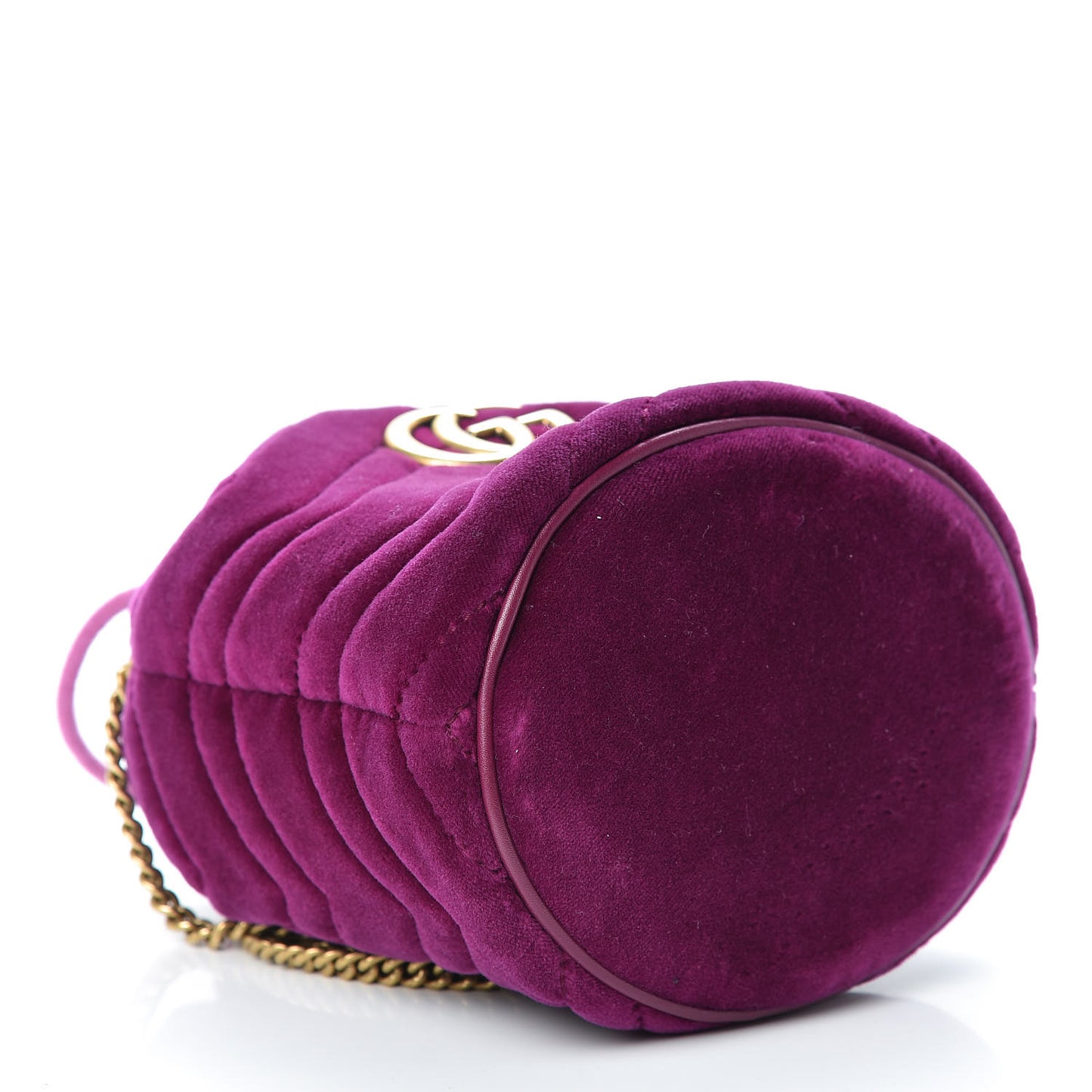 Velvet Matelasse Mini GG Marmont 2.0 Bucket Bag Fuchsia Violet Cyclamen