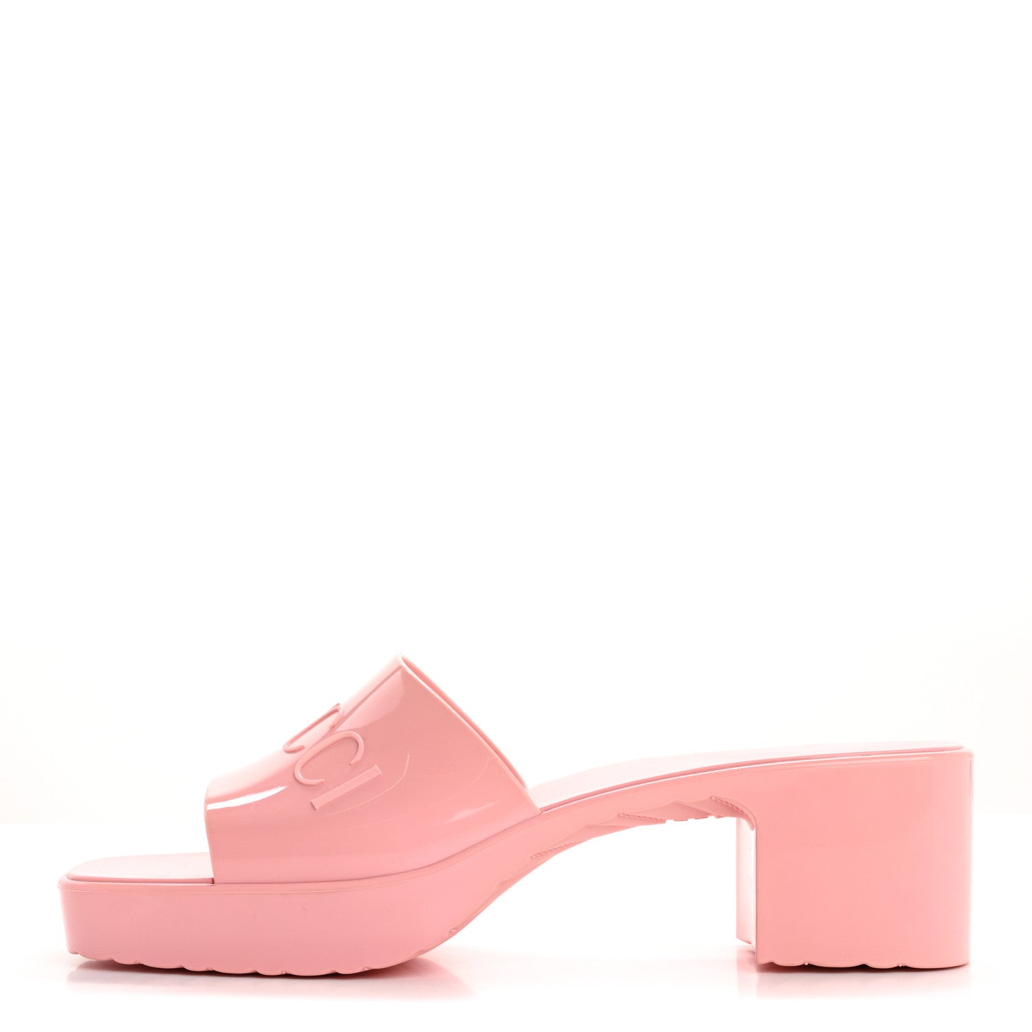 Gucci Rubber Gucci Logo Womens Platform 20/60mm Slide Sandals 41 Wild Rose 1 of 9