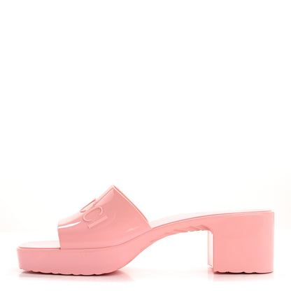 Gucci Rubber Gucci Logo Womens Platform 20/60mm Slide Sandals 41 Wild Rose 1 of 9