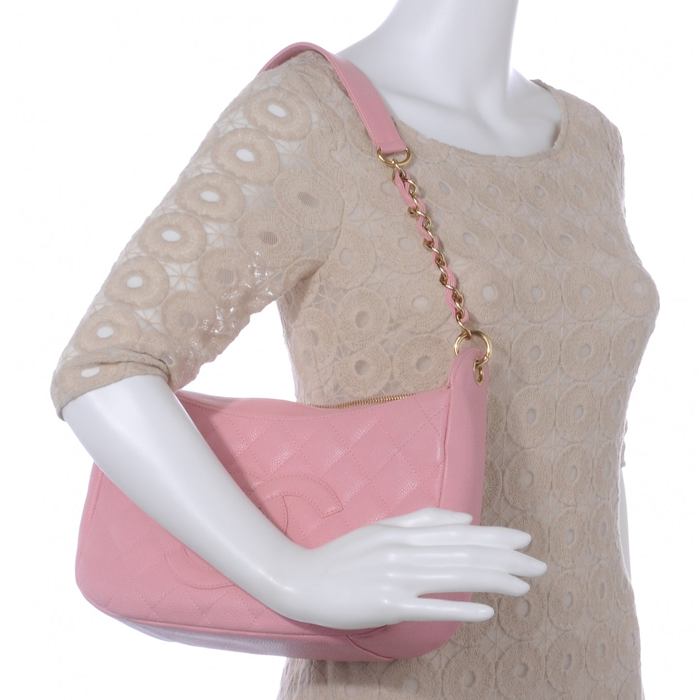 Caviar Quilted Hobo Pink