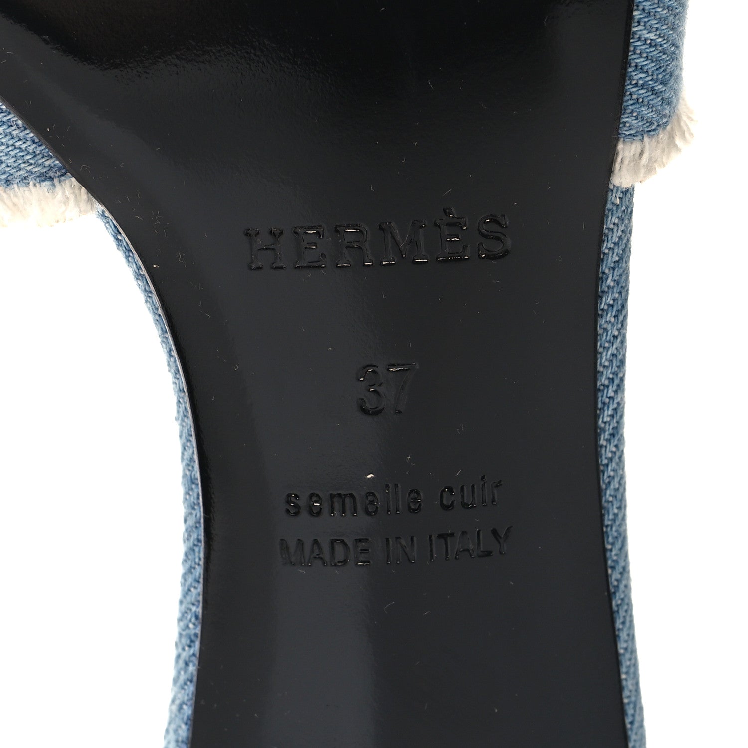Hermes Denim Fringe Oasis Sandals 37 Bleu Clair 6 of 8