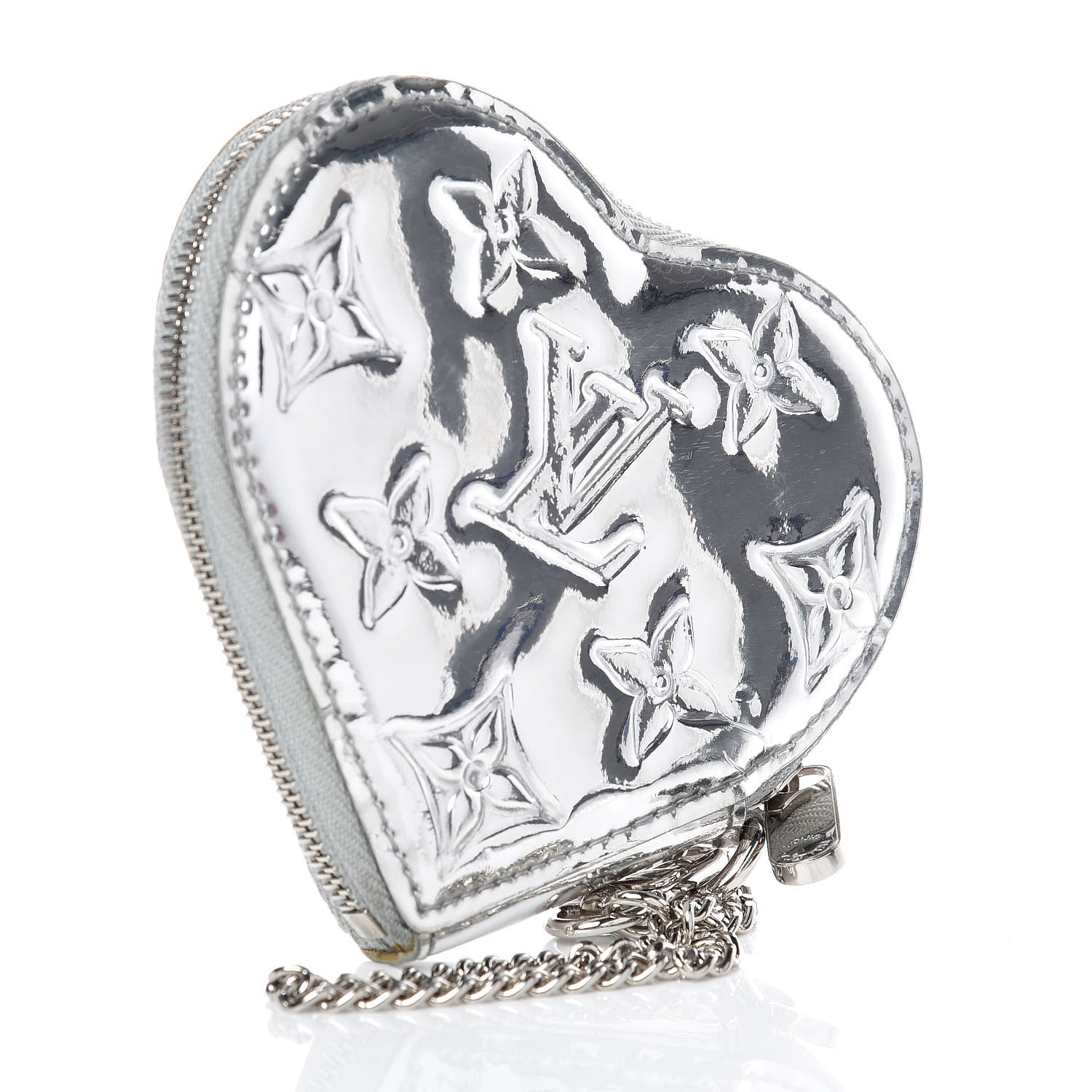 Louis Vuitton Monogram Miroir Heart Coin Purse Silver 3 of 6