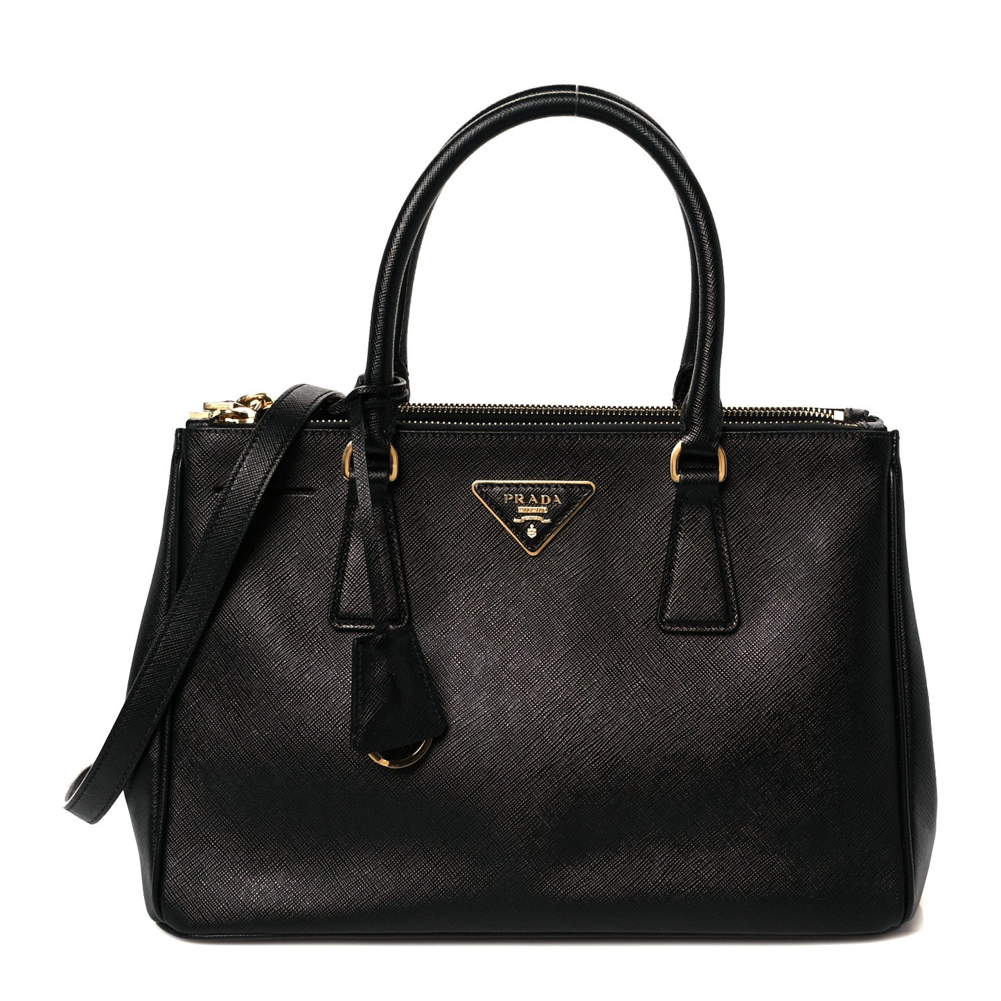 Saffiano Small Galleria Double Zip Tote Black