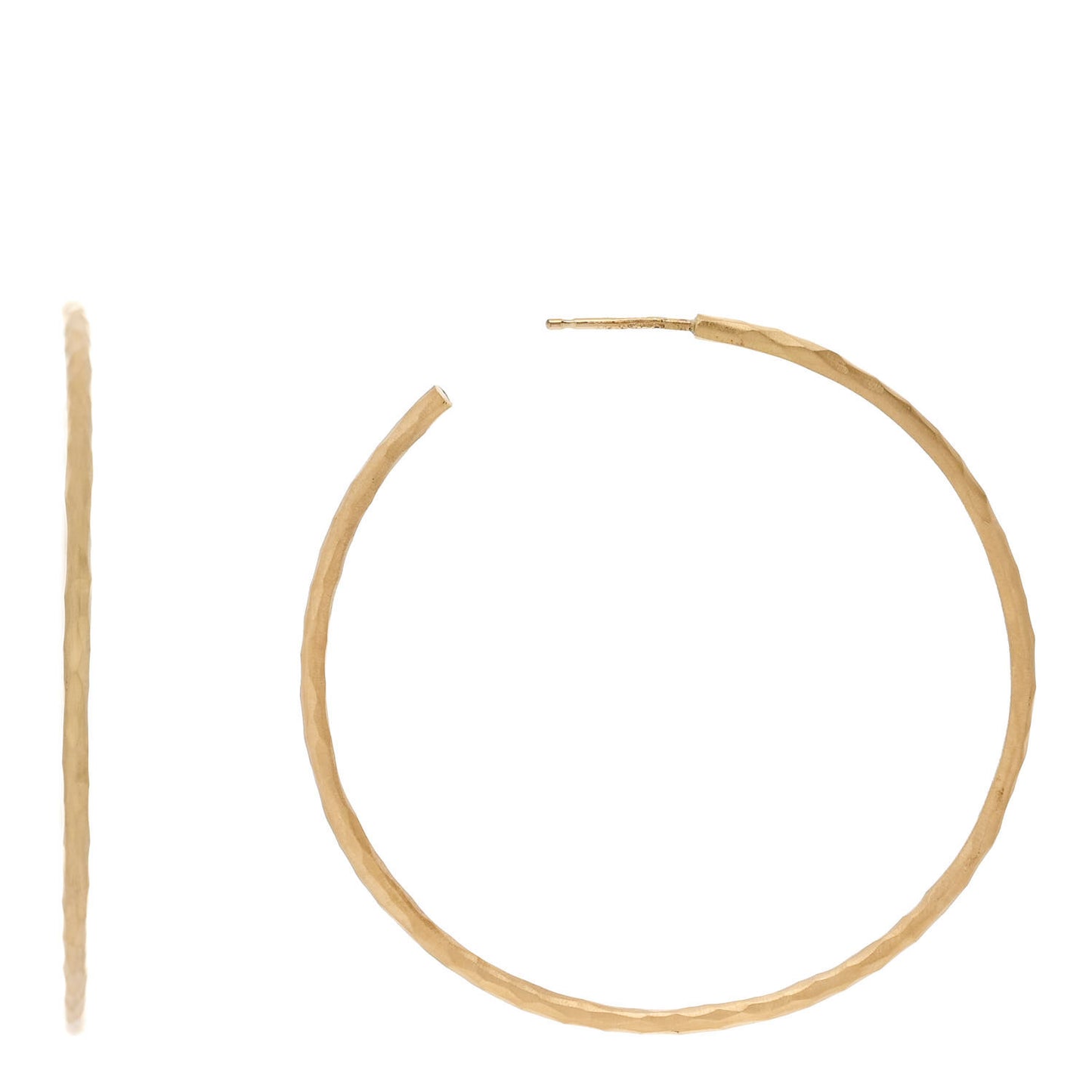 18K Yellow Gold Hammered Hoop Earrings