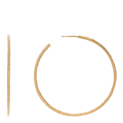 Tiffany 18K Yellow Gold Hammered Hoop Earrings 1 of 8