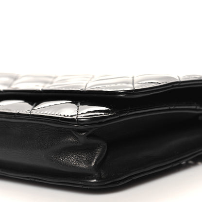 Chanel Patent Quilted Wallet On Chain WOC Black 11 of 12