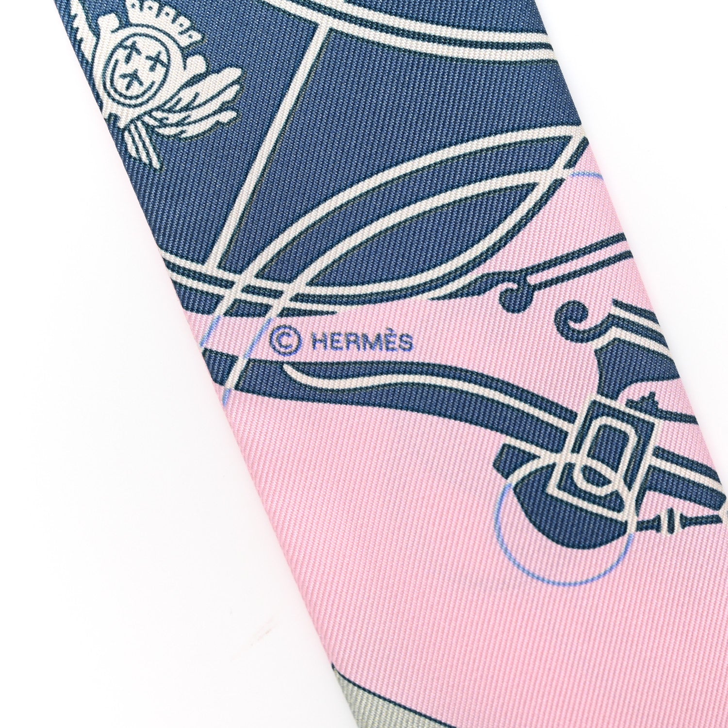 Hermes Silk Ex-Libris Twilly Rose Pale Vert Ocre 4 of 4