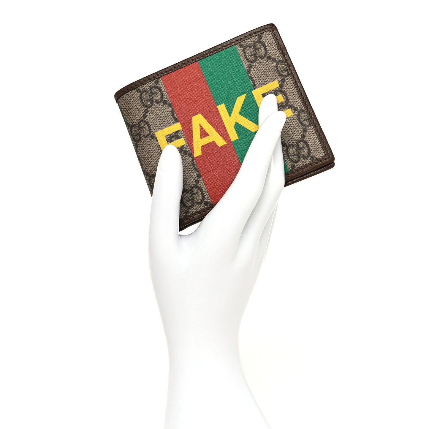 GG Supreme Monogram Azalea Calfskin Fake/Not Bi-Fold Wallet Beige Ebony Brown Sugar