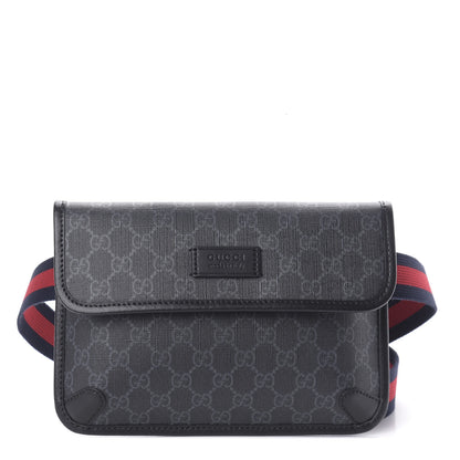 Gucci GG Supreme Monogram Web Slim Belt Bag Black Grey 1 of 8