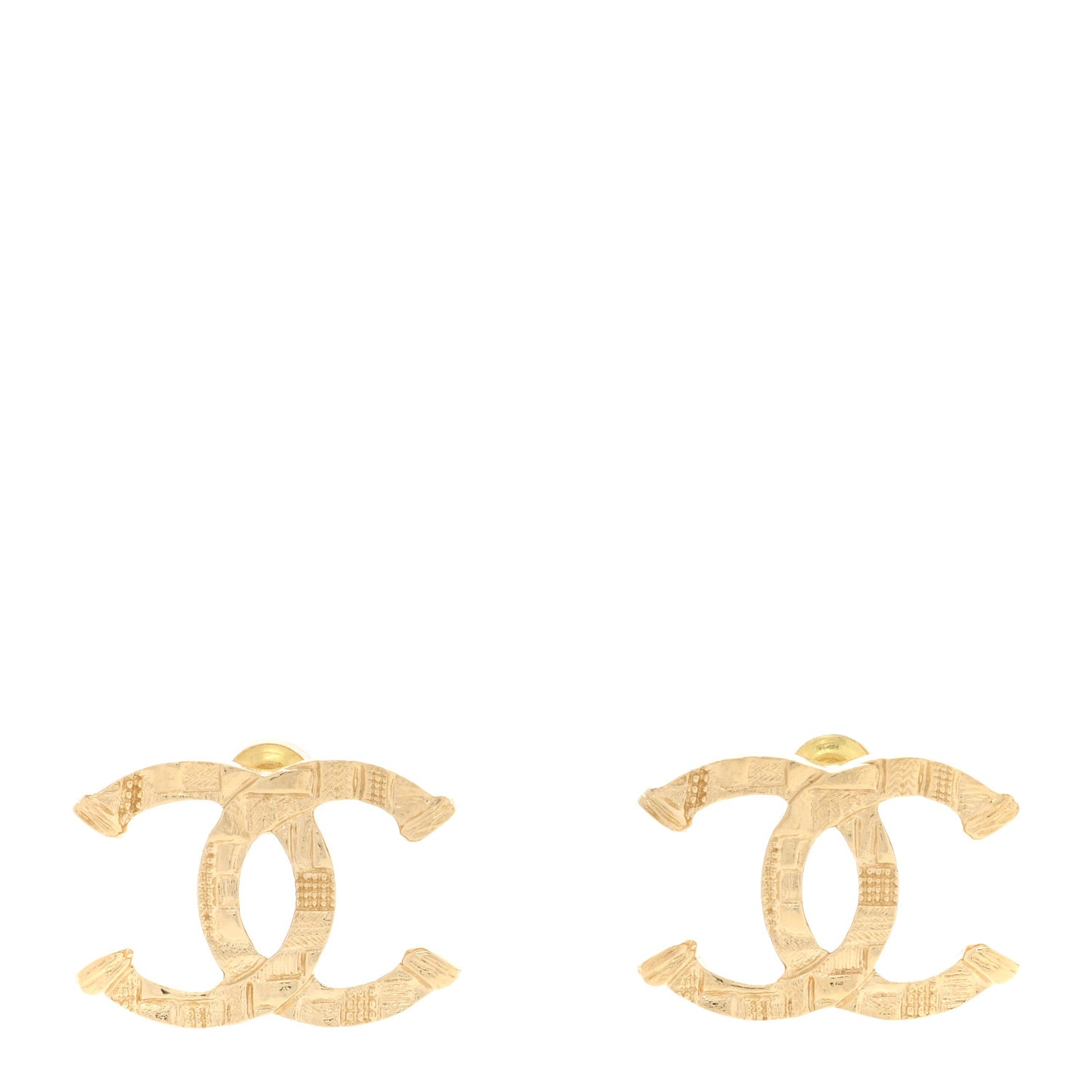 Metal Tweed Effect CC Earrings Gold