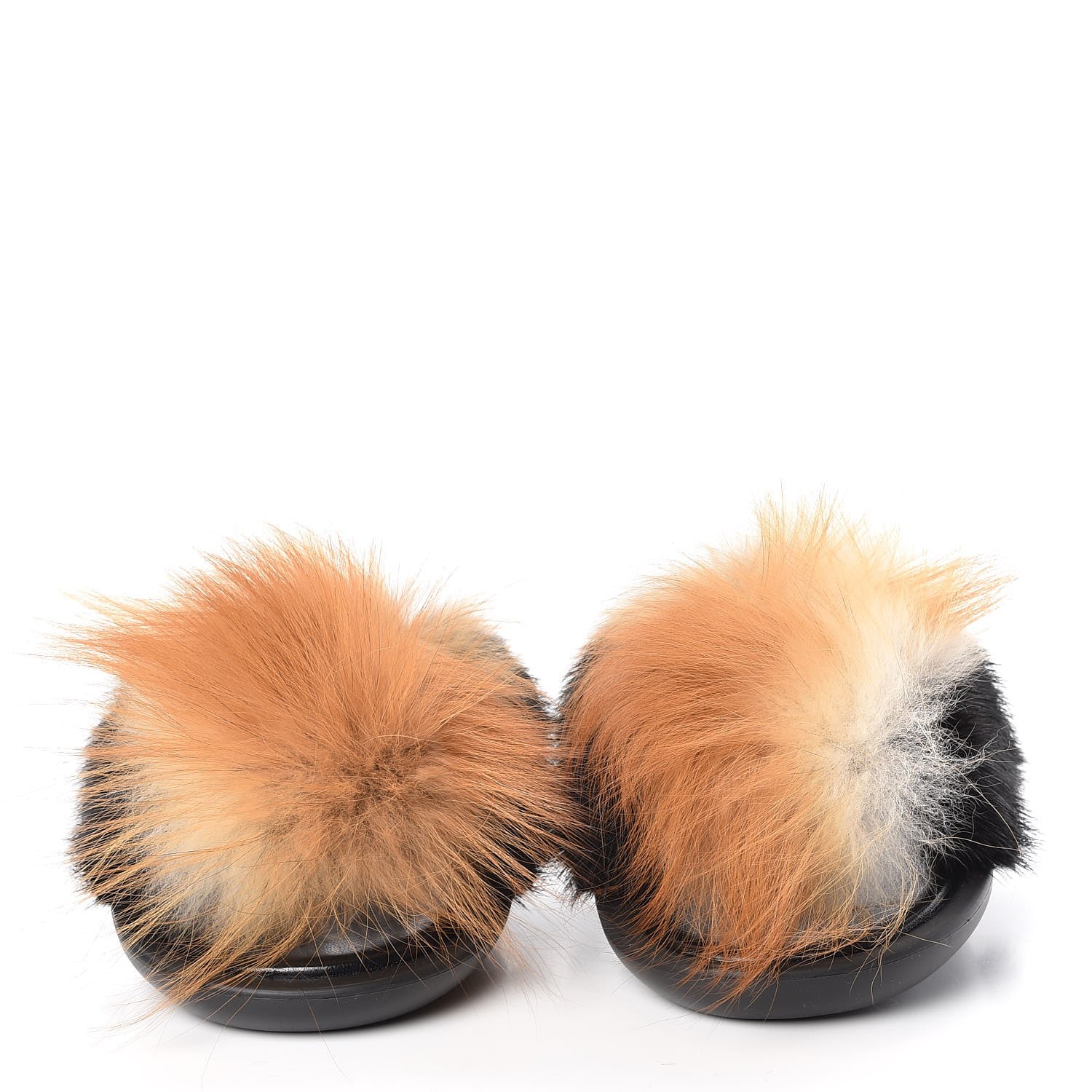 Louis Vuitton Mink Fox Fur Calfskin Puppet Mules 39 Beige Black 2 of 7