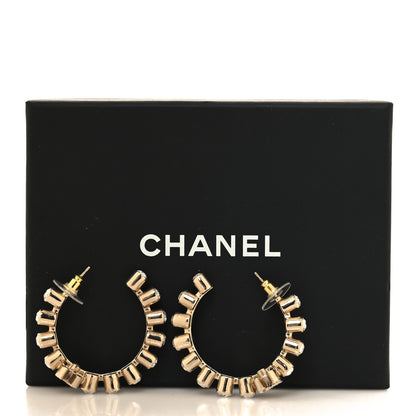 Chanel Crystal CC Hoop Earrings Gold 5 of 5