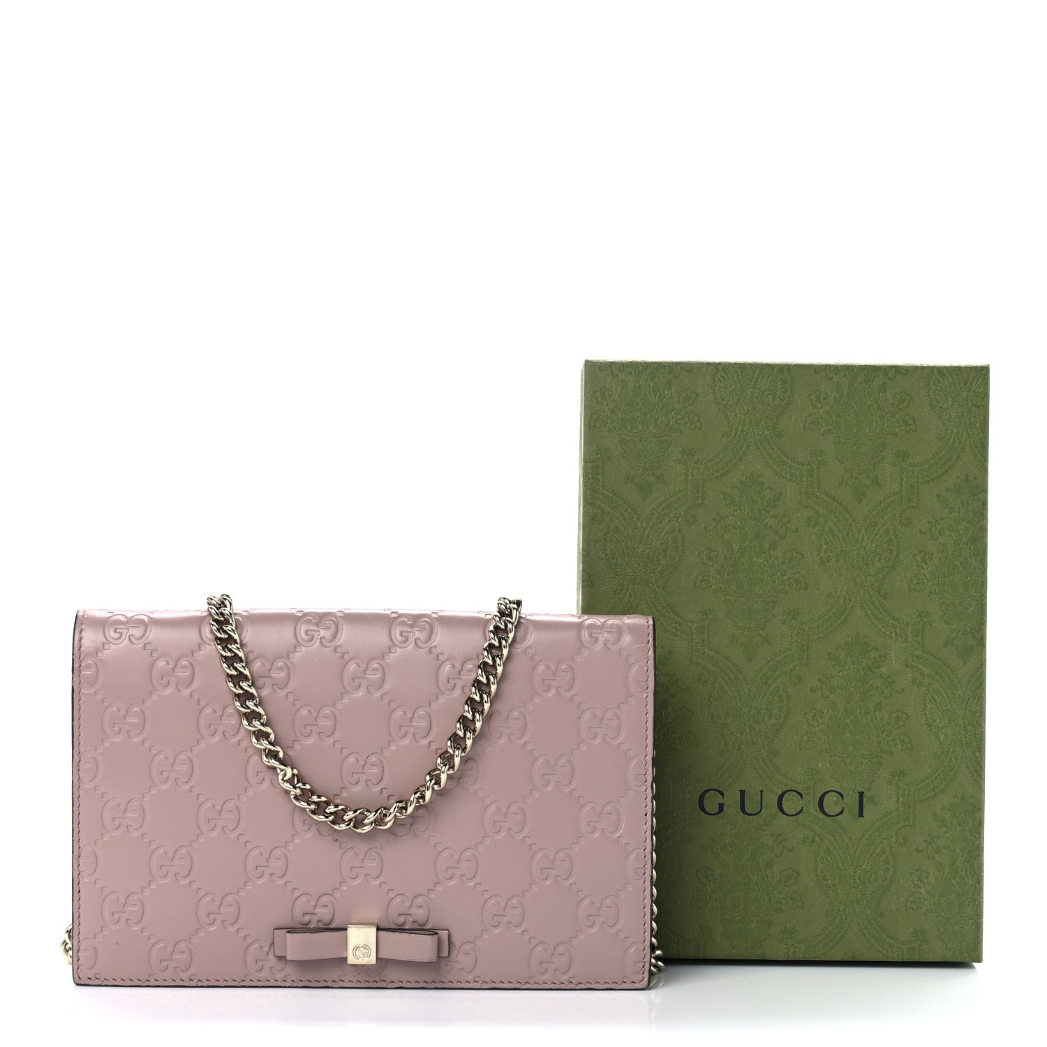 Gucci Guccissima Signature Bowy Chain Wallet Dark Cipria 11 of 11
