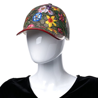 Gucci GG Supreme Flora Claudia Baseball Hat 58 L Red 2 of 9