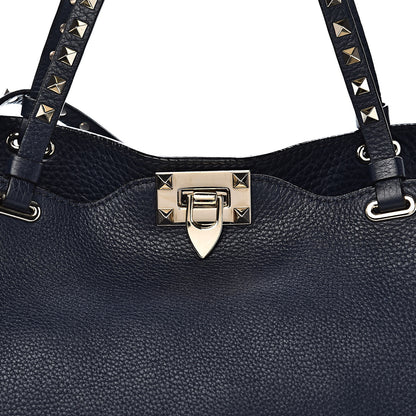 Valentino Garavani Pebbled Calfskin Medium Rockstud Tote Marine 12 of 12