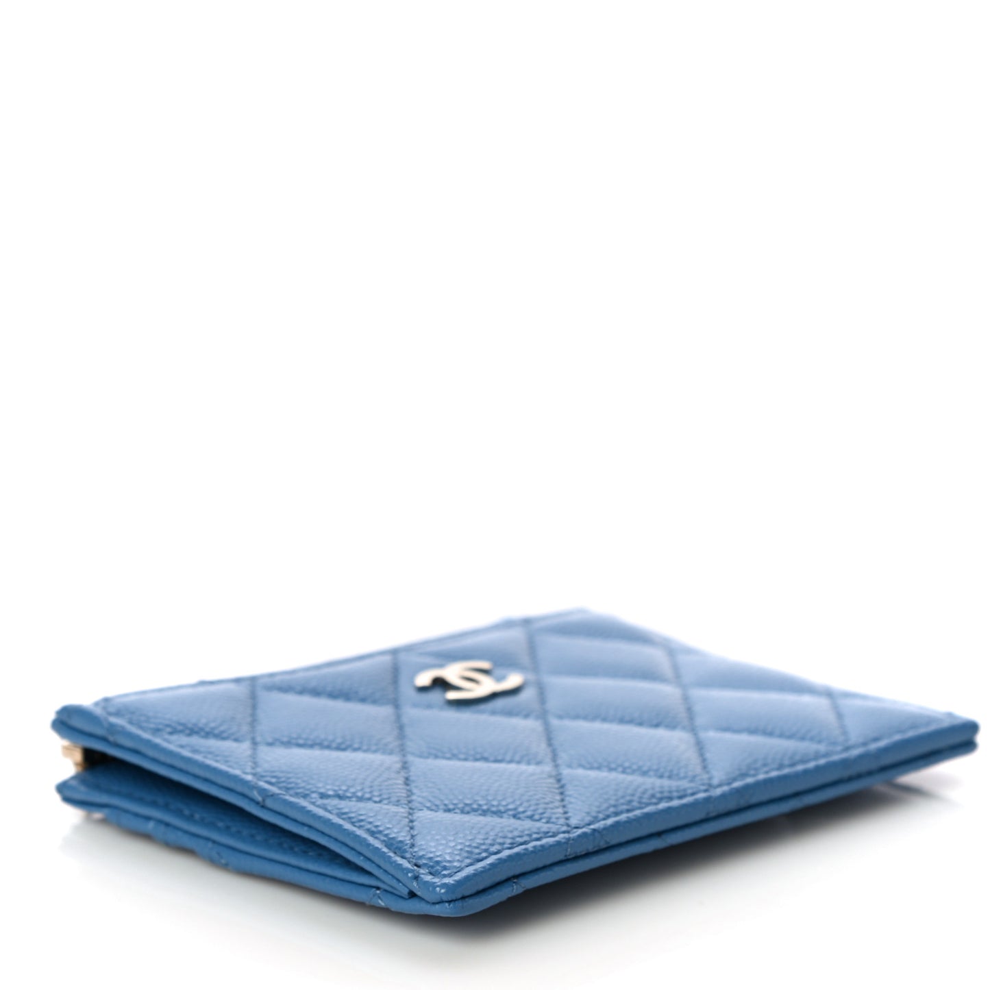 Caviar Quilted CC Zip Card Holder Blue