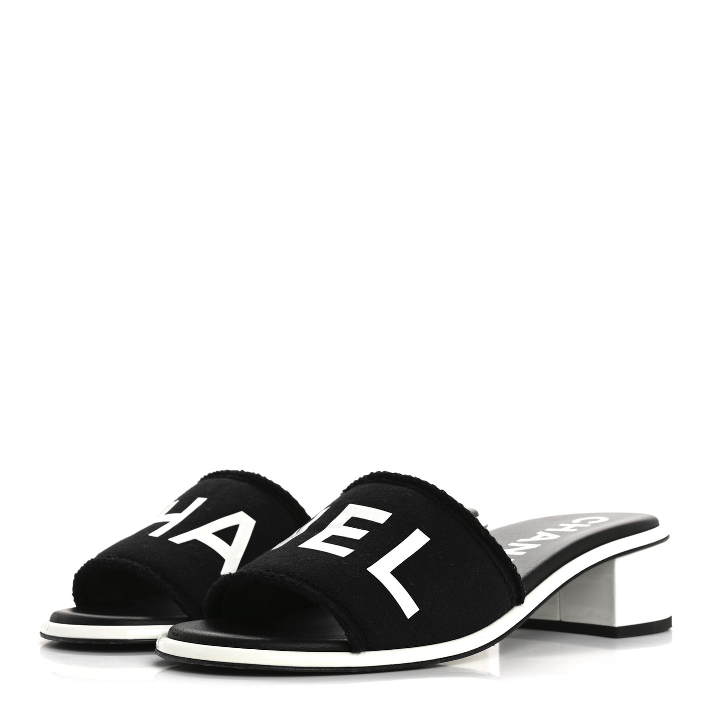 Cotton Logo Mule Sandals 39.5 Black White