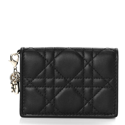 Christian Dior Lambskin Cannage Small Lady Dior Flap Card Holder Black 1 of 9