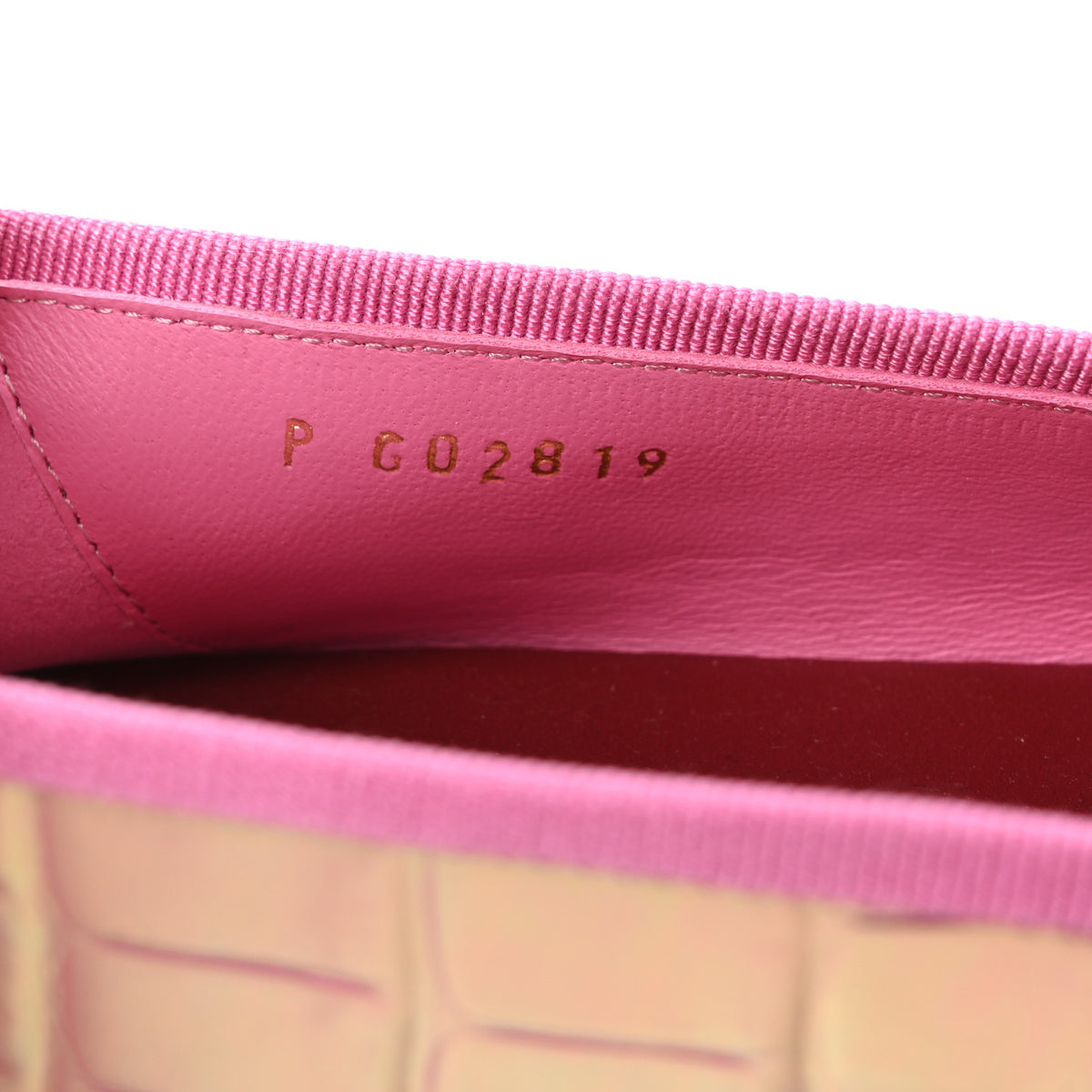 Iridescent Calfskin Crocodile Embossed Ballerina Flats 38.5 Pink