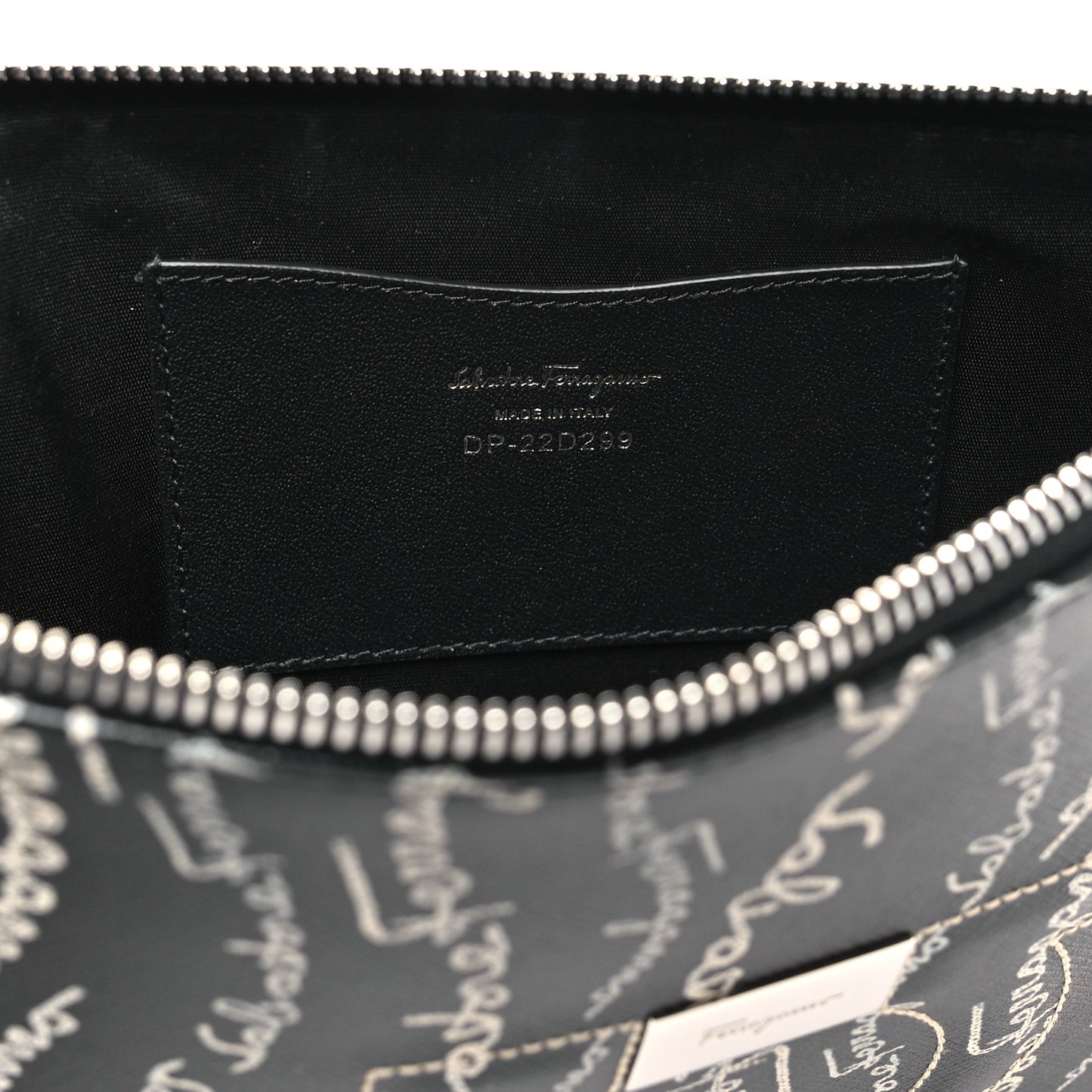 Printed Calfskin Logo Pouch Black