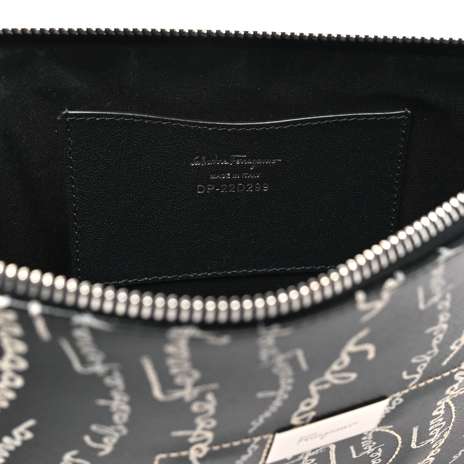 Salvatore Ferragamo Printed Calfskin Logo Pouch Black 6 of 7