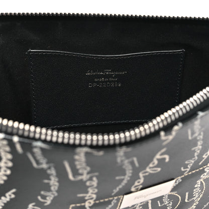 Salvatore Ferragamo Printed Calfskin Logo Pouch Black 6 of 7