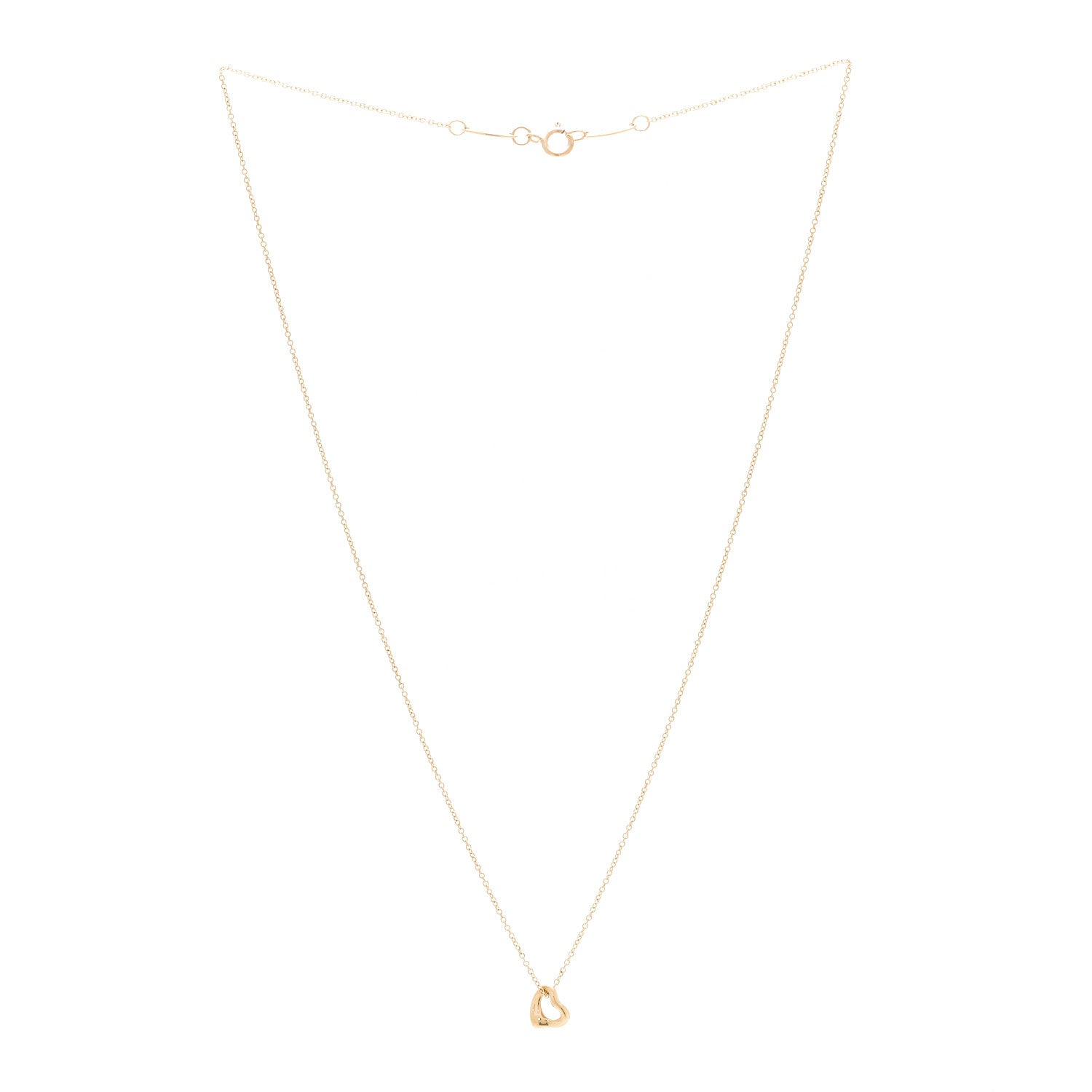 Tiffany 18K Yellow Gold 7mm Elsa Peretti Open Heart Pendant Necklace 3 of 7