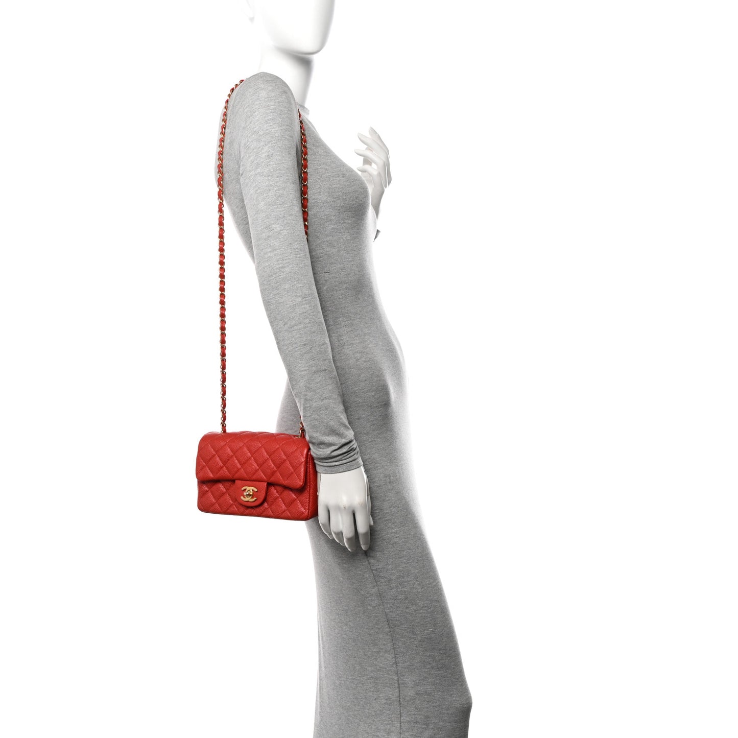 Pearly Caviar Quilted Mini Rectangular Flap Orange