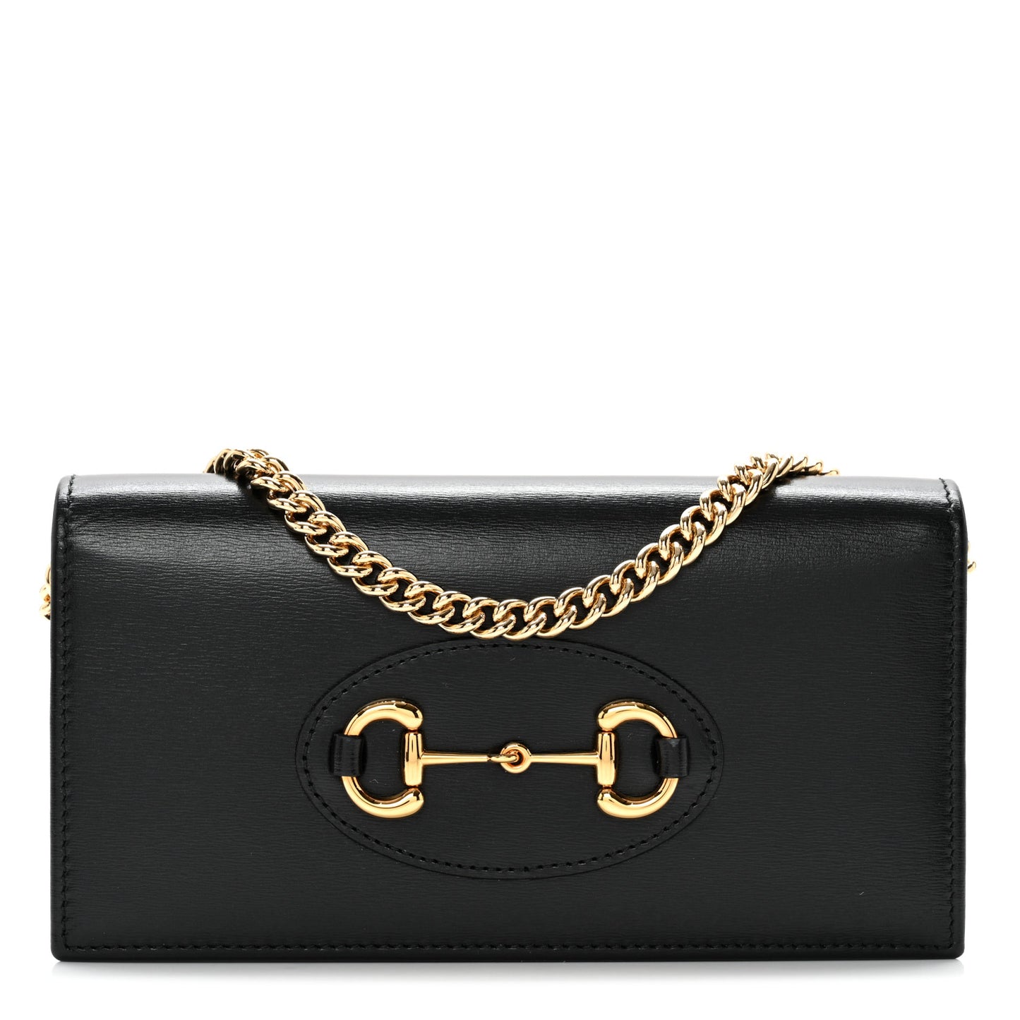 Boarded Plutone Calfskin Horsebit 1955 Wallet On Chain Black