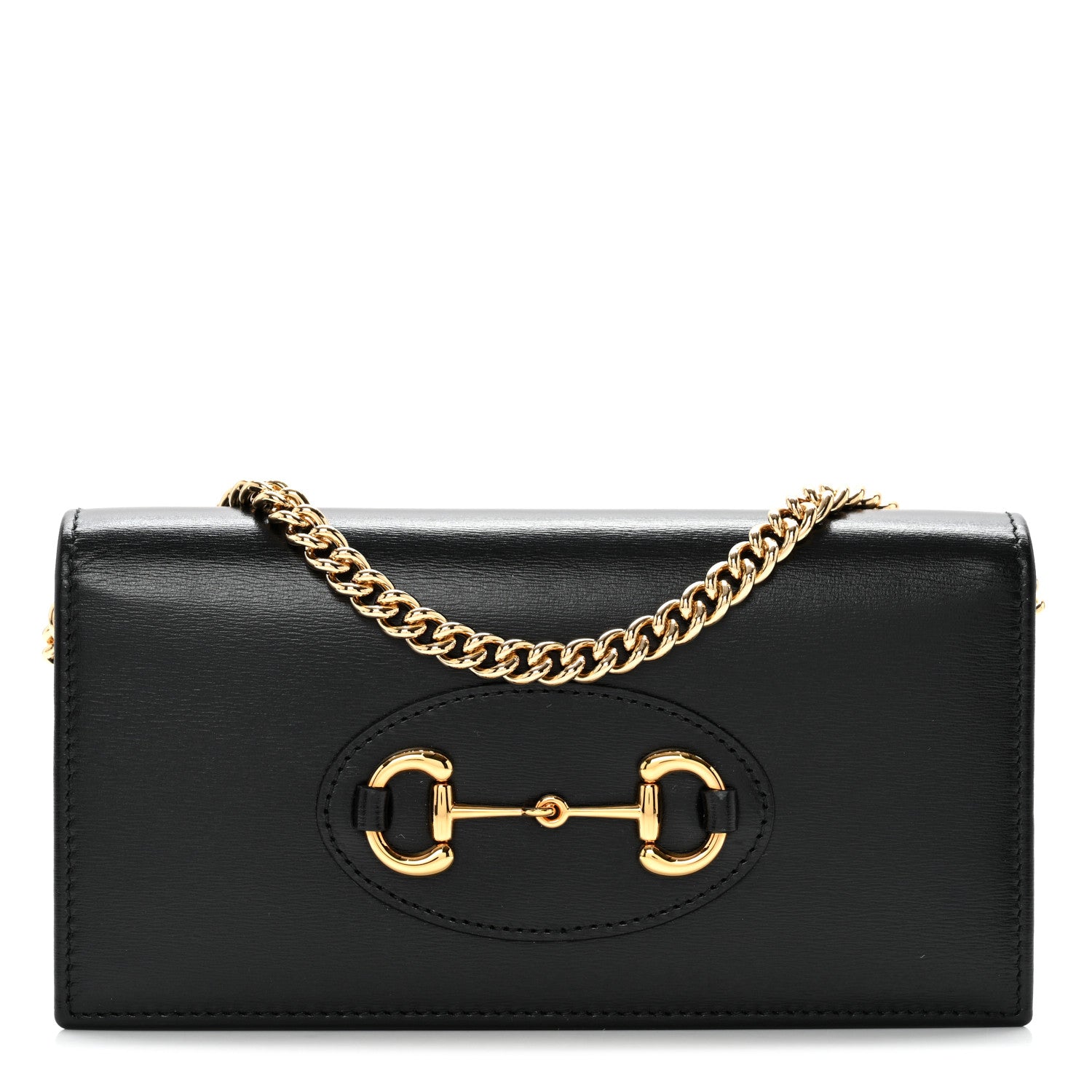 Gucci Boarded Plutone Calfskin Horsebit 1955 Wallet On Chain Black 1 of 10