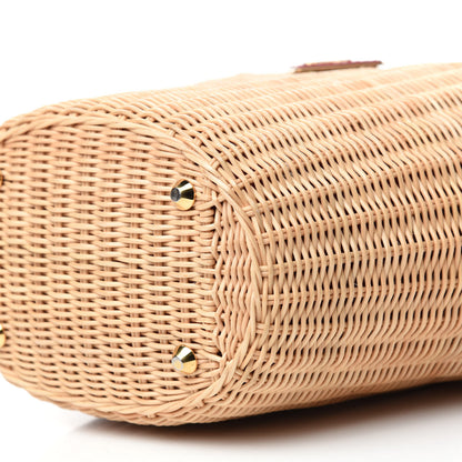 Prada Wicker Canvas Shoulder Bag Naturale Rosso 8 of 12