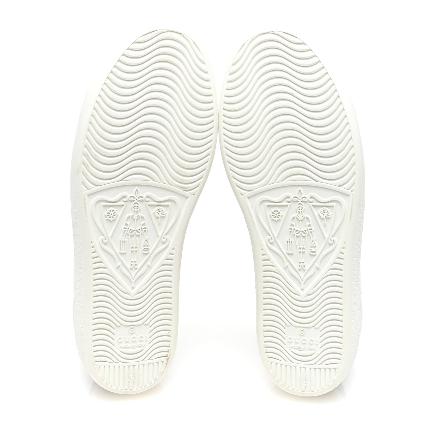 Calfskin Crocodile Web Womens Ace Sneakers 35 White Green