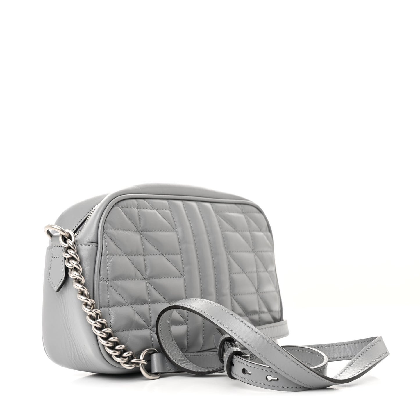 Calfskin Matelasse Aria Small GG Marmont Chain Shoulder Bag Deep Grey