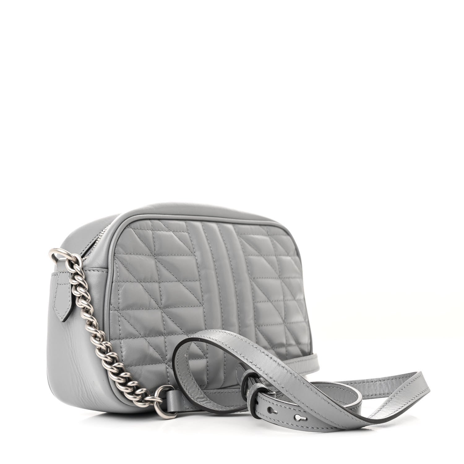 Gucci Calfskin Matelasse Aria Small GG Marmont Chain Shoulder Bag Deep Grey 3 of 11