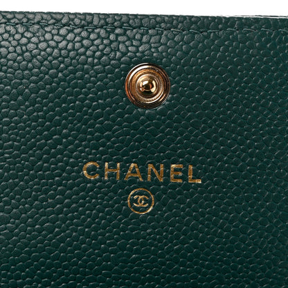 Chanel Caviar Quilted Boy Card Holder On Chain Green 6 of 8