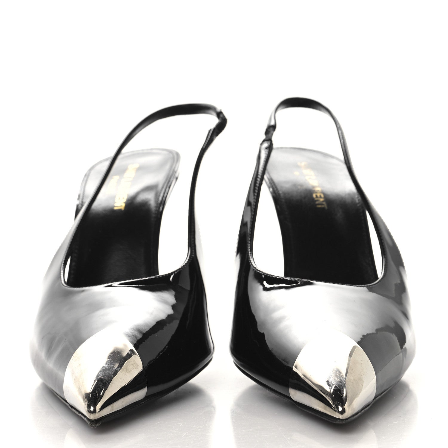Saint Laurent Patent Cap Toe Vesper Slingback Pumps 39 Black 3 of 9