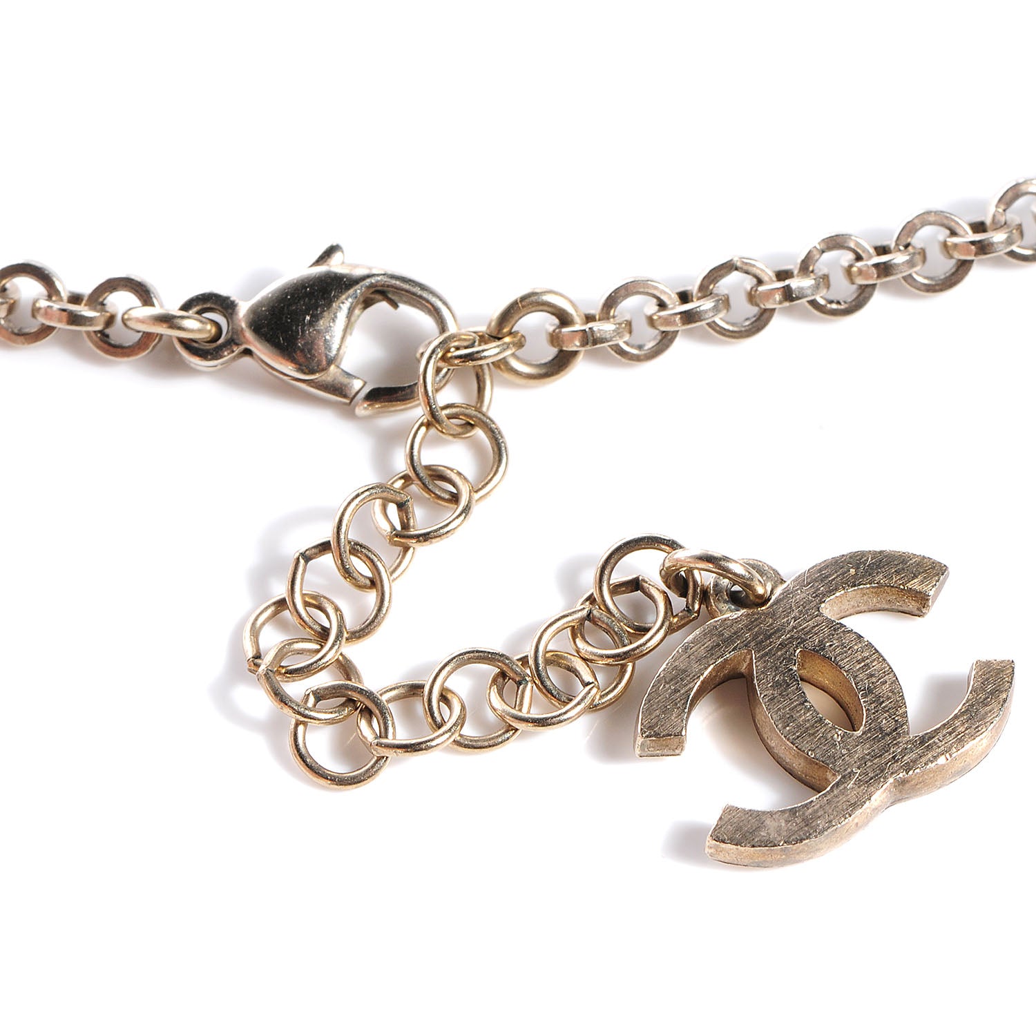 Chanel Crystal Large CC Beaded Drop Necklace Gold 4 of 6