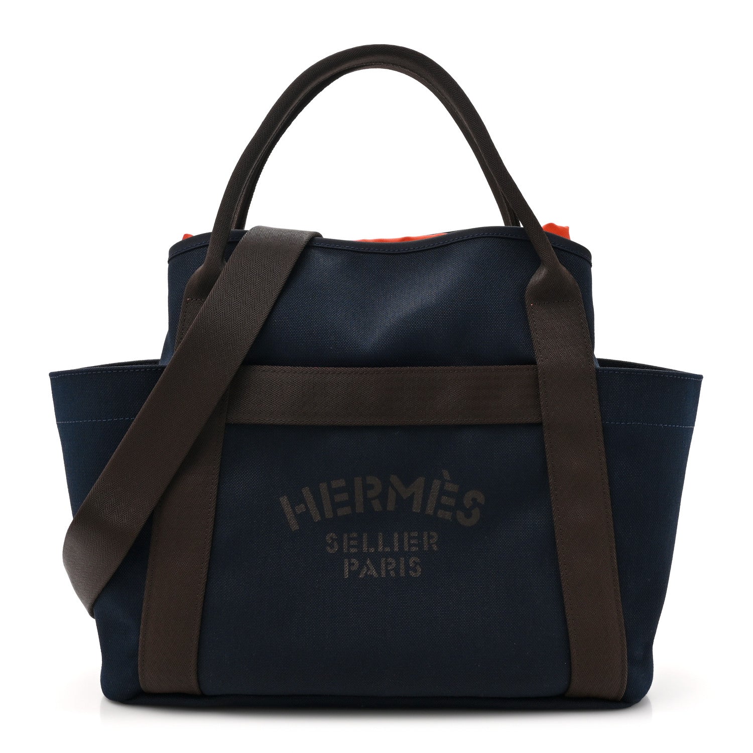 Hermes Toile Sac De Pansage Groom Bleu Navy Feu 1 of 10