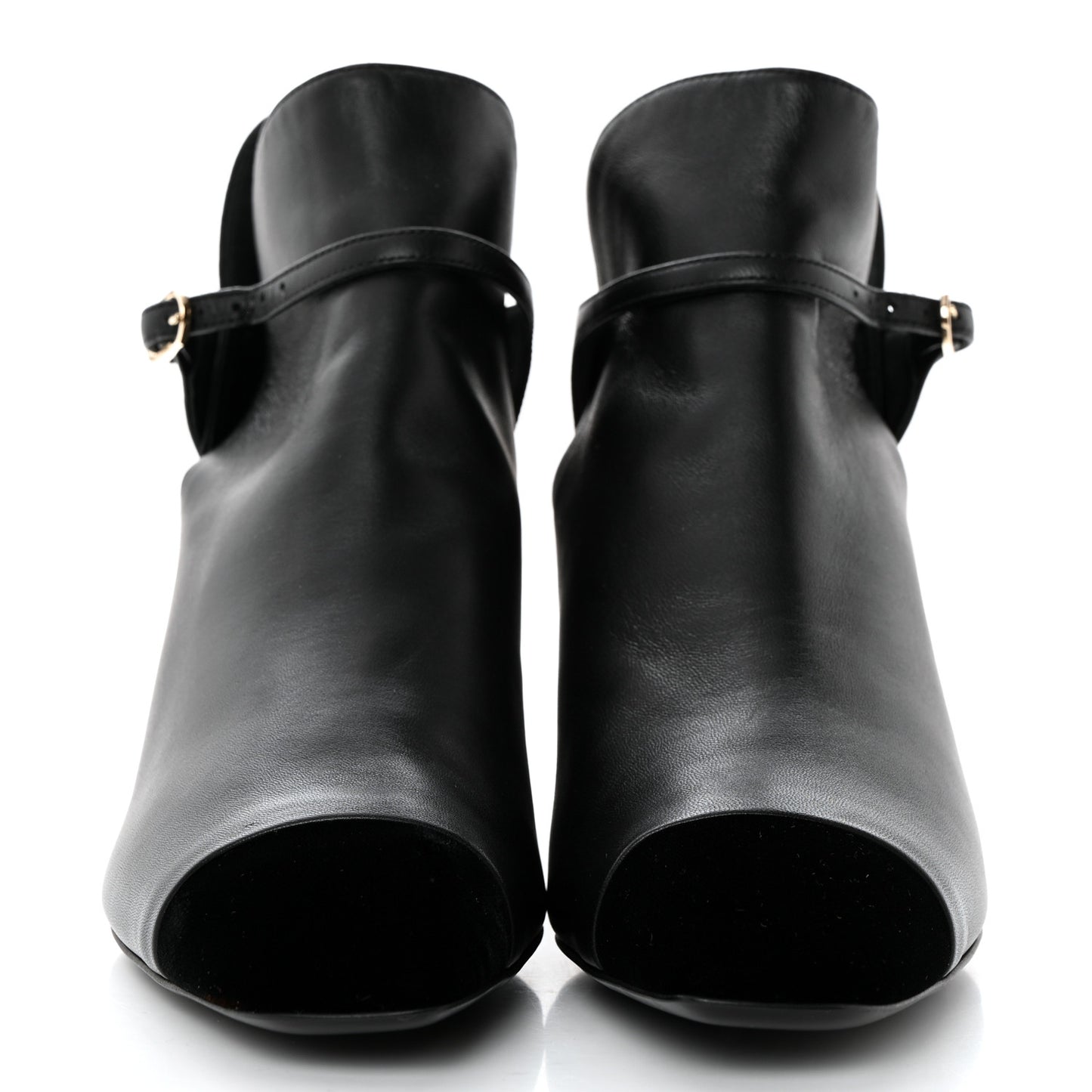Lambskin Velvet Cap Toe Short Ankle Boots 39 Black