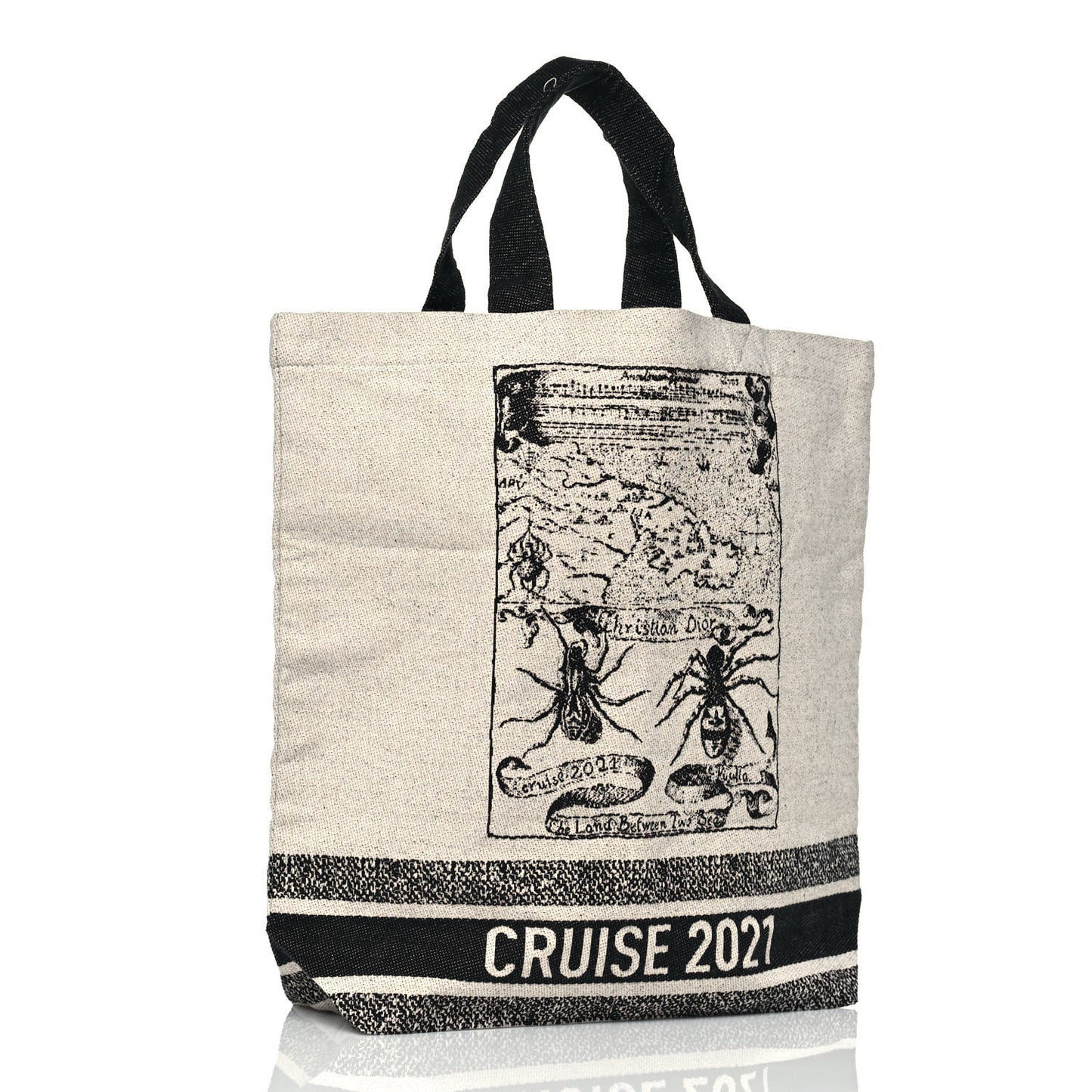 Canvas Print Cruise Tote Ivory Black