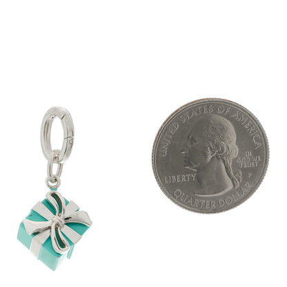 Tiffany Sterling Silver Enamel Gift Box Charm Blue 2 of 5