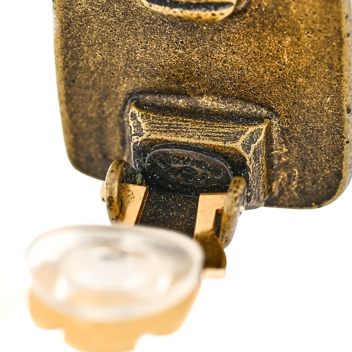 Resin CC Square Clip On Earrings Gold Burgundy