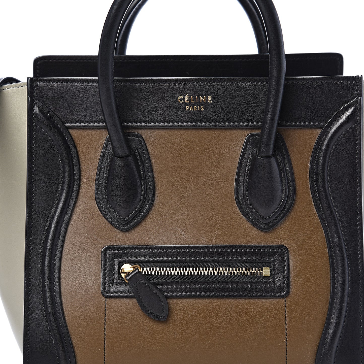 Satin Calfskin Nano Tri-Color Luggage Dark Grey