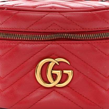 Gucci Calfskin Matelasse Mini GG Marmont Round Backpack Hibiscus Red 8 of 11