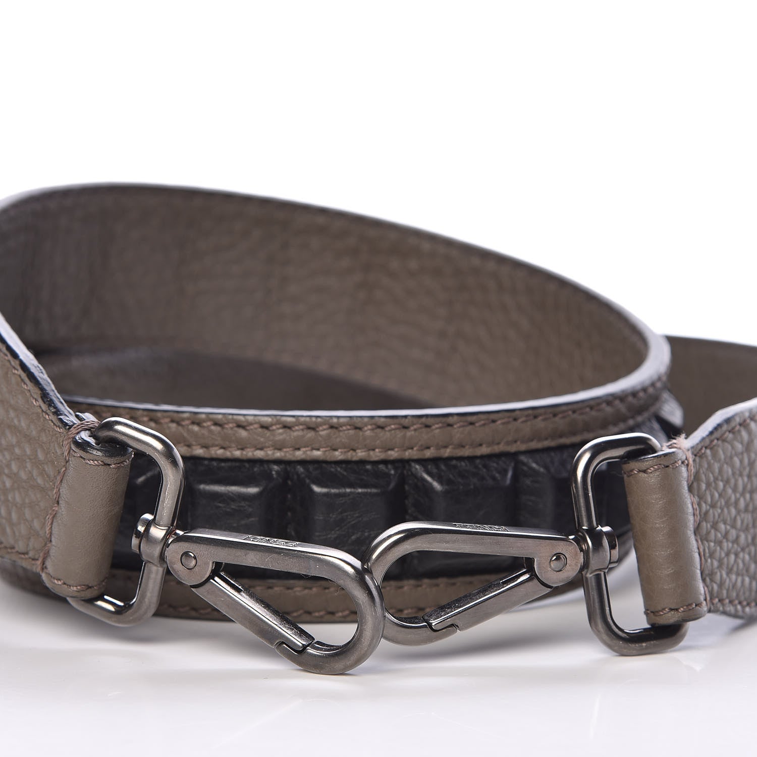 Fendi Cuoio Romano Bi-Color Studded Strap You Khaki Black 3 of 5