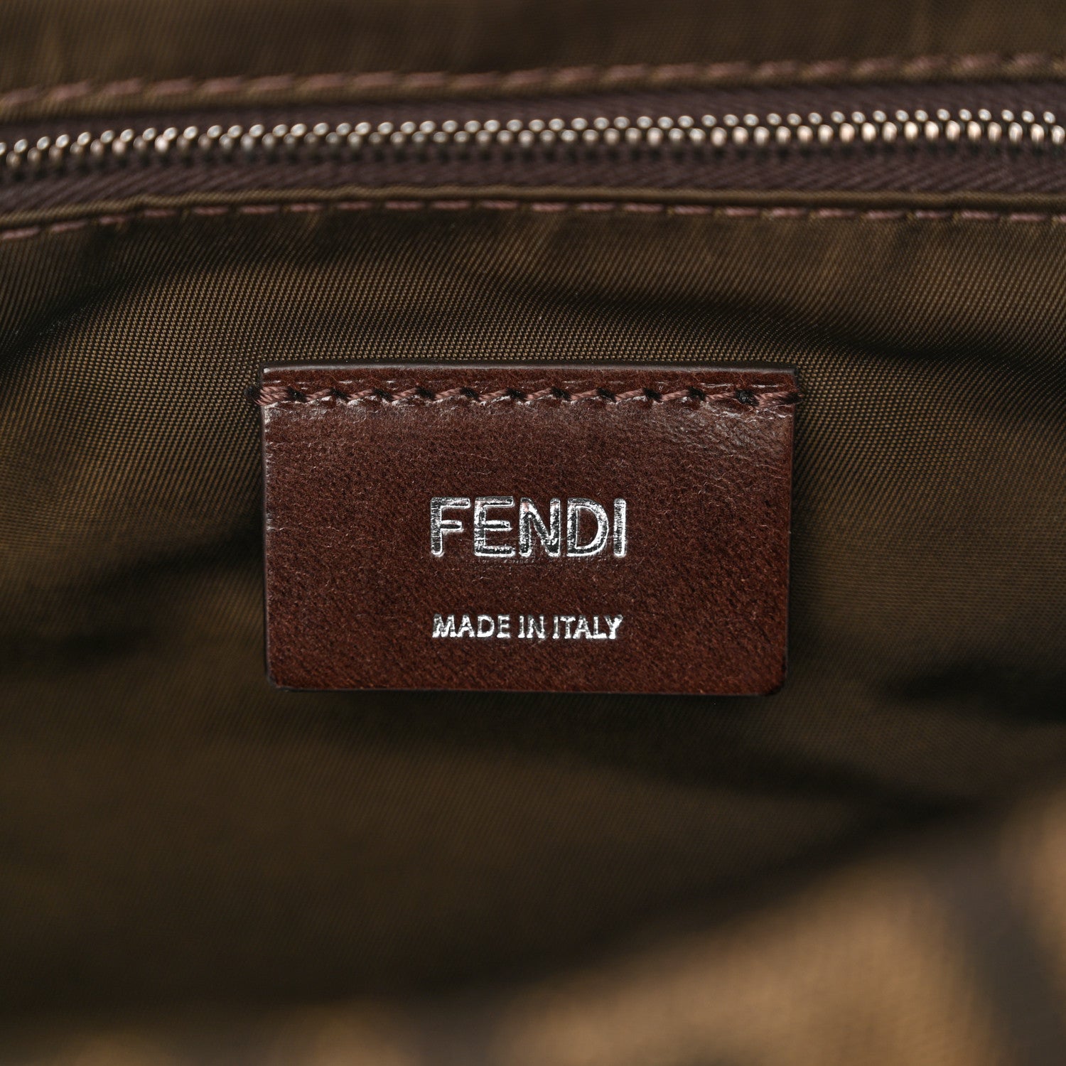 Fendi Recycled Fabric Jacquard Vitello Astro FF 1974 Small Fendiness Backpack Tobacco Moro Black 6 of 10