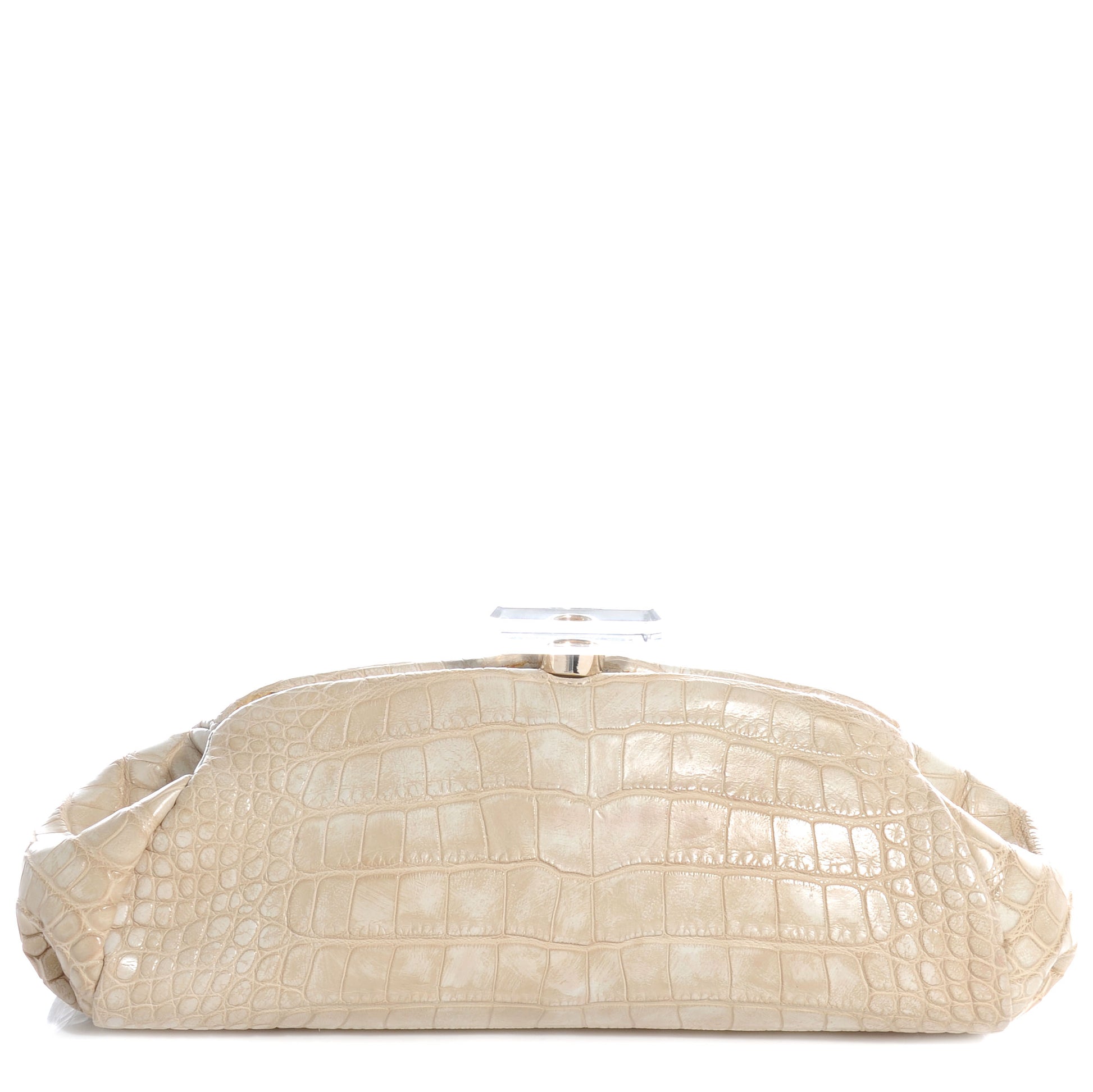 Chanel Matte Alligator Perfume Bottle Top Clutch Beige 1 of 7