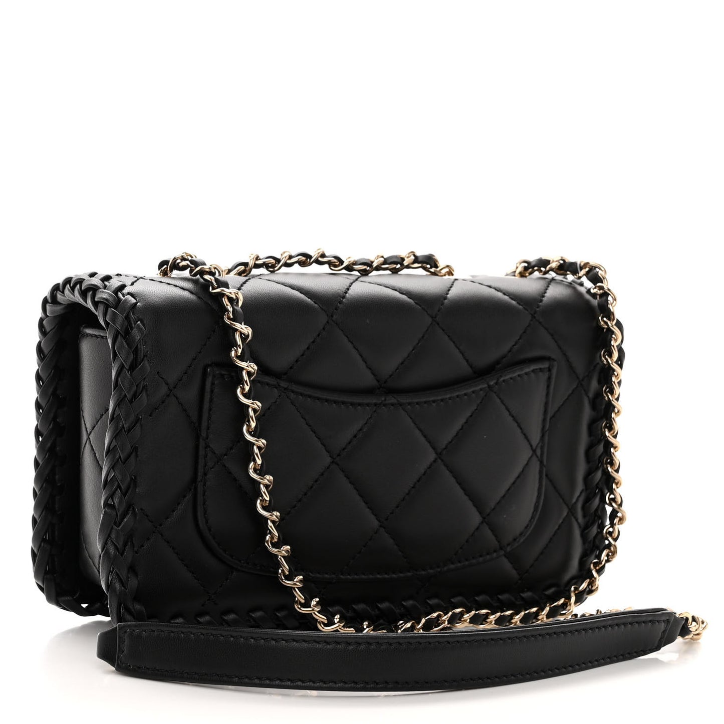 Lambskin Quilted Small Whipstitch Flap Bag Black